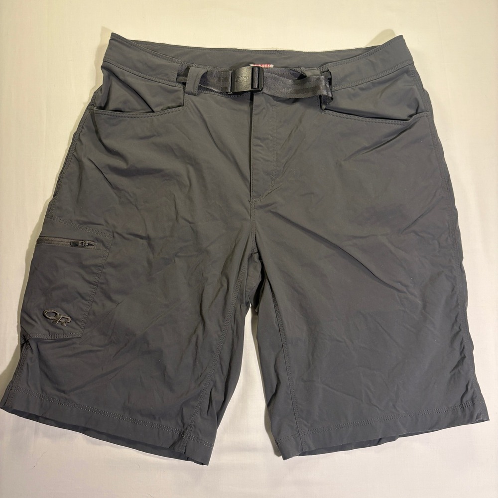 Outdoor Research Ferrosi Shorts Mens 34 Gray Hiking Cargo Belted Stretch